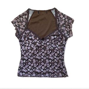 Almost Famous Brown and Lavender Lace Camisole